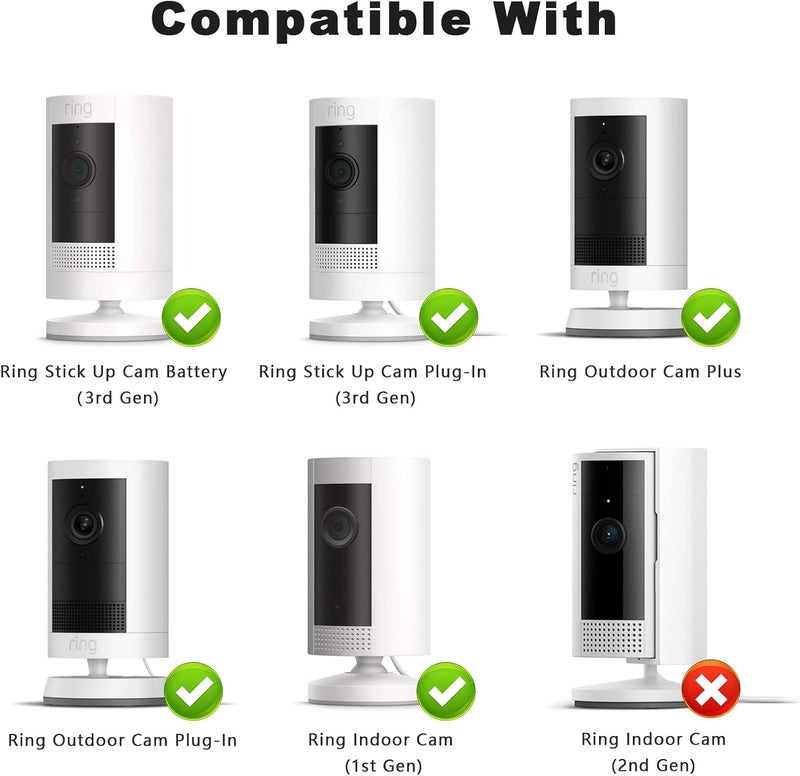 Gresus 3Pack Camera Wall Mount,Compatible with R-ing Outdoor Cam (Stick Up Cam Battery)/Pro/Outdoor Cam Plus/Plug-in/Indoor Cam(1st Gen),360 Degree Adjustable Mount Bracket for Outdoor Indoor Camera - Image 2